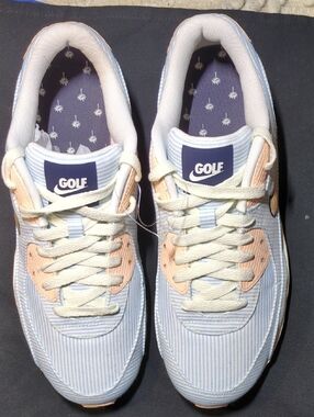Nike Air Max Golf NRG Seersucker Light Blue Cream Striped Sneakers NOW ONLY $175
